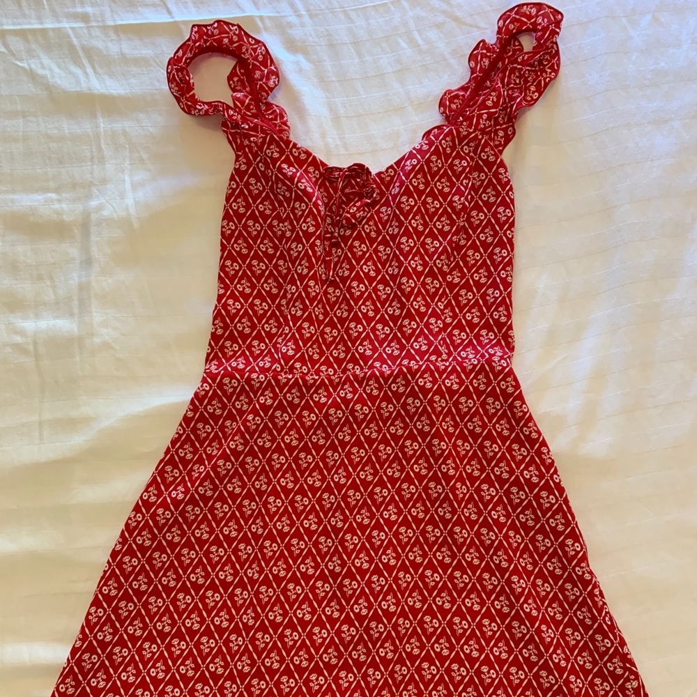 Aritzia Red Ruffle Dress